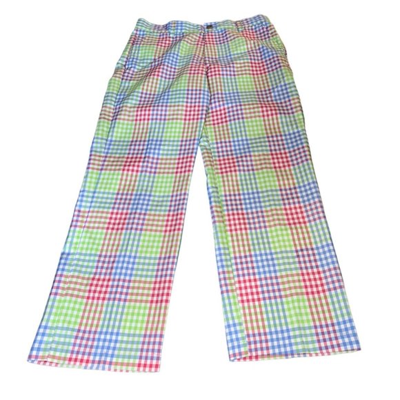 Izod Gingham Blue, Pink, Green Golf Pants Men Size 30/29 - Picture 2 of 7